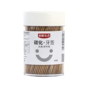 新鲜生活 SH-1800-5 一次性竹制碳化高档便携盒装水果签剔牙神器450支*5盒 碳化牙签*5桶（单位：桶）