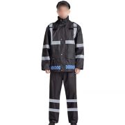 宽迈 道路救援反光雨衣300D 牛津布 安全防雨服黑色套装 KM-3009 175码（1套装）