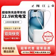 华翼电气 W1017 小方糖10000毫安时超级快充自带双线22.5W充电宝 （单位：个）